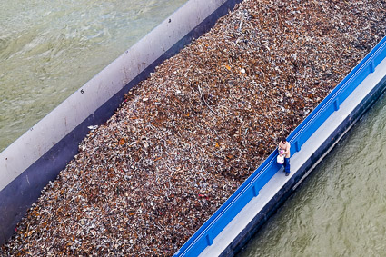 Barge on Rhine from Koblenz Cable Car