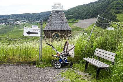 Bench and stroller at Burg Landshut, Bernkastel-Kues