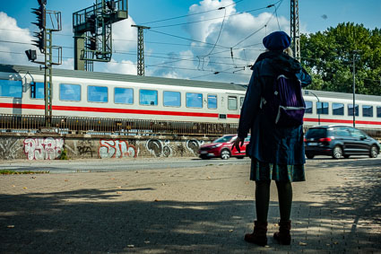 Cheryl Imboden with Deutsche Bahn train