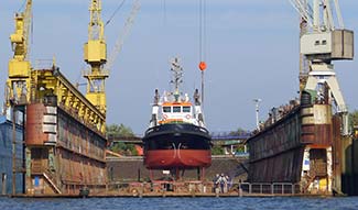 Ship in dry dock