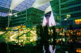 Muenchen Airport Center at night