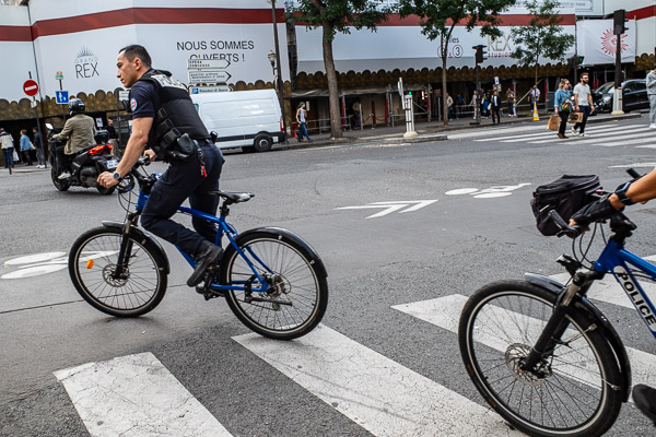 Bicycle police in Paris, France.