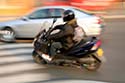 Motorcycle and car in Paris