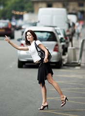 hailing a taxi in Paris