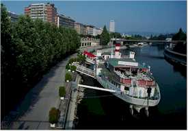 Danube River Donau Vienna Austria Walzerschiff Johann Straus