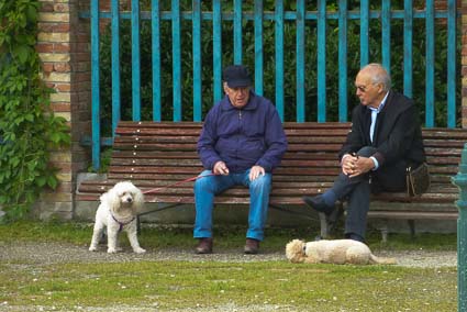 Men and dogs in Viale Garibaldi, Venice