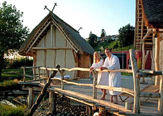 Pfahlbausauna at Sauna World in Meersburg, Germany