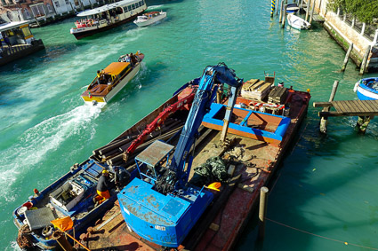 Workboat during Accademia Bridge construction