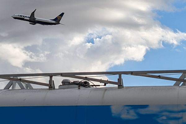 A Ryanair jet departs from Treviso Airport near Venice.