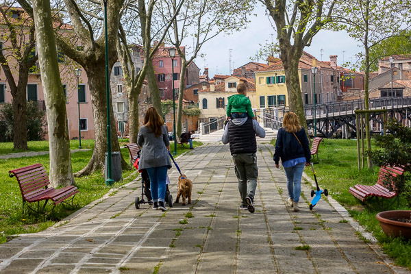 Benches at Campo San Pietro, Venice, Italy.