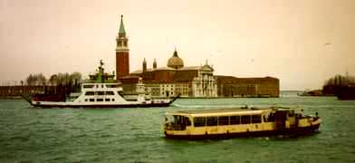 A Lido car ferry and vaporetto in St. Mark's Basin