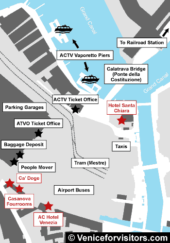 Piazzale Roma map, Venice, Italy.