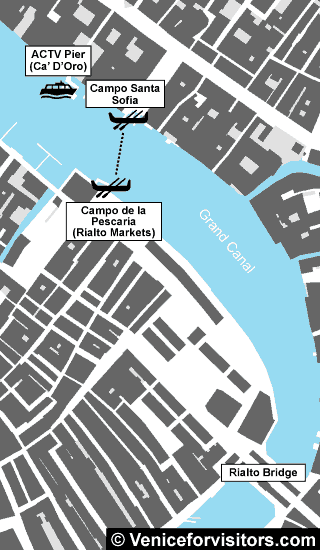 Traghetto map - Pescaria to Santa Sofia